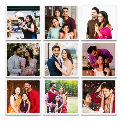Customized Photo Fridge Magnets | 3x3 Inches, 4mm Thick | Glossy Finish for Fridge & Iron Wardrobes | Gift for New Homes & Occasions | Fridge Magnets Set for Refrigerator Stylish Use
